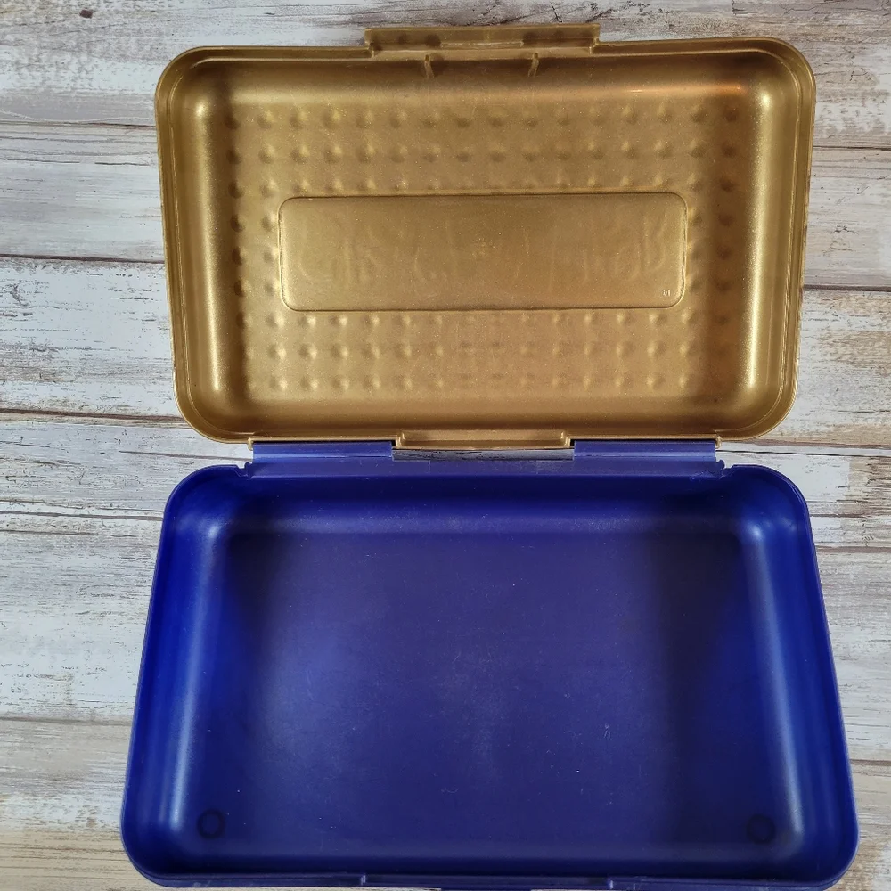 Spacemaker Pencil Box Blue & Gold Made In USA